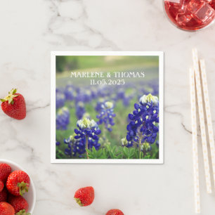 Guardanapo De Papel Boinas Azuis Flores Texas Casamento Floral