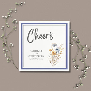 Guardanapo De Papel Bois Azul Flores Selvagens Elegante Casamento Form