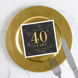 Guardanapo De Papel Bokeh Escuro Falso Brinde de Ouro aos 40 Anos de A