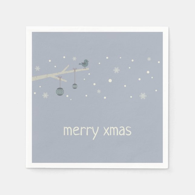 Guardanapo De Papel Bola azul-de-inverno bola de Natal (Frente)