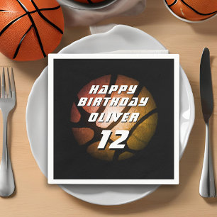 Guardanapo De Papel Bola de Basquete de Laranja Metálico - Aniversário