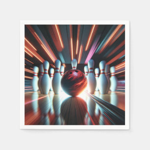 Guardanapo De Papel Bola de boliche vermelha e pinos