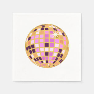 Guardanapo De Papel Bola de Disco Moderna com Retro Roxo Dourado