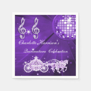 Guardanapo De Papel Bola de Disco, Princesa Carruagem & Cavalos Quince