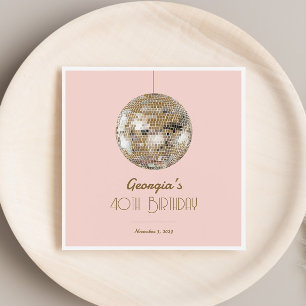 Guardanapo De Papel Bola de Disco Rosa Dourada e Brilhante Noite