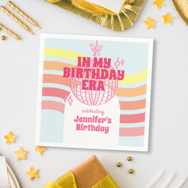Guardanapo De Papel Bola De Disco Rosa Na Minha Festa De Aniversário (Criador carregado)