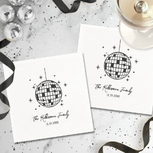 Guardanapo De Papel Bola de Discoteca Desenhada à Mão Ano Novo