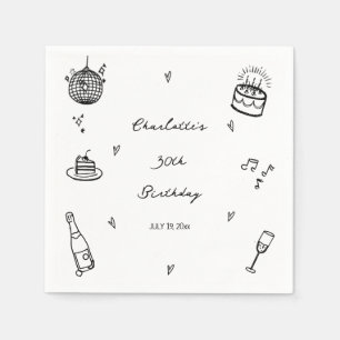 Guardanapo De Papel bola de discoteca desenhada à mão Favor de festa d