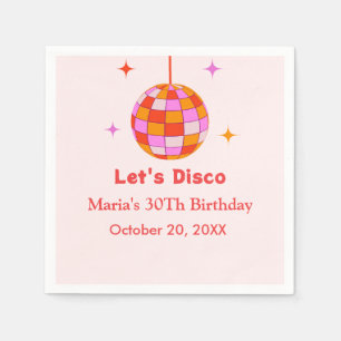Guardanapo De Papel Bola de Discoteca Laranja Rosa Festa de Aniversári