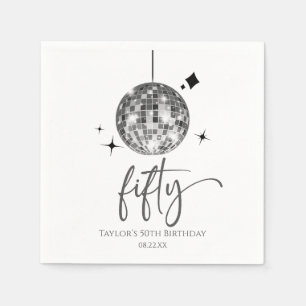 Guardanapo De Papel Bola de Discoteca Prateada Cinquenta Aniversário d