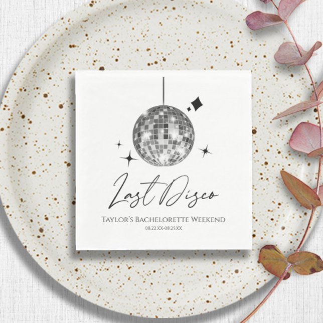 Guardanapo De Papel Bola de Discoteca Prateada Última Festa de Solteir (Criador carregado)