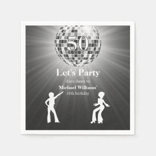 Guardanapo De Papel Bola de Discoteca Vintage Retro Preto Branco 50º A
