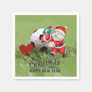 Guardanapo De Papel Bola de futebol Papai Noel na festa de Natal