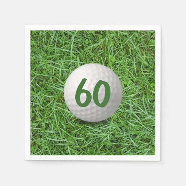 Guardanapo De Papel Bola de Golfe de 60º aniversário na Grass Napkins (Frente)