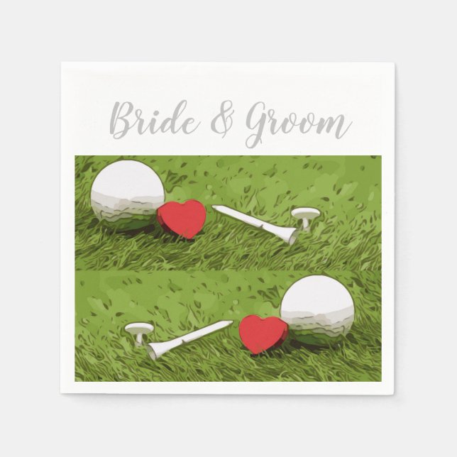 Guardanapo De Papel Bola de golfe e lágrima com amor para o casamento  (Frente)