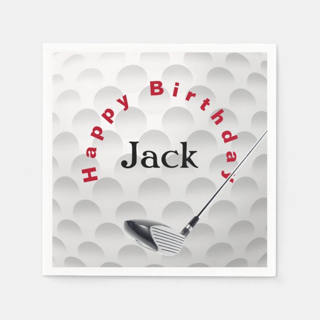 Guardanapo De Papel Bola de Golfe e Taco de Aniversário (Frente)