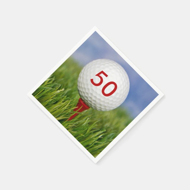 Guardanapo De Papel bola de golfe no tee vermelho (Canto)