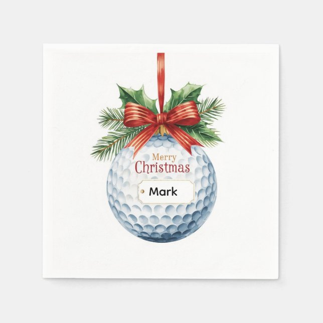 Guardanapo De Papel Bola de Golfe tema de Natal (Frente)
