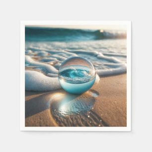 Guardanapo De Papel Bola de lentes de praia com onda oceânica