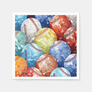 Guardanapo De Papel Bolas de Beisebol Multicoloridas Funky