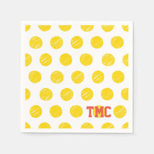 Guardanapo De Papel Bolas de Bolinhas Amarelo de Picleball - Iniciais