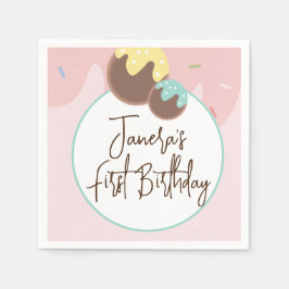 Guardanapo De Papel Bolas de Cakepop Fofo para Primeiro Aniversário co