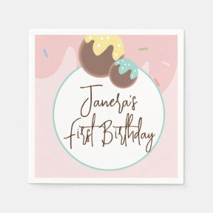 Guardanapo De Papel Bolas de Cakepop Fofo para Primeiro Aniversário co