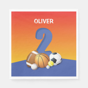 Guardanapo De Papel Bolas de Esporte de segundo aniversário