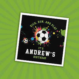 Guardanapo De Papel Bolas De Futebol Coloridas Pretas E Verdes Esporti