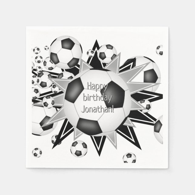 Guardanapo De Papel bolas de futebol estrelas aniversário de criança o (Frente)