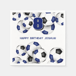 Guardanapo De Papel bolas de futebol pretas e azuis festa de aniversár