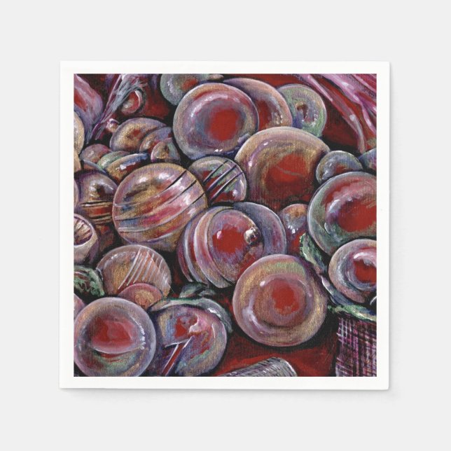 Guardanapo De Papel Bolas de Natal Vermelhas (Frente)