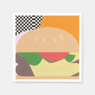 Guardanapo De Papel Bold Burger Checkered Pink Orange Black 