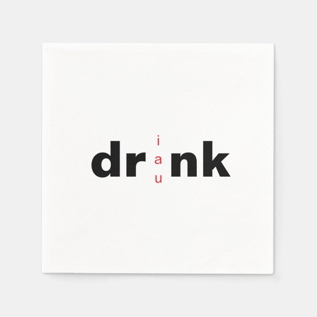 Guardanapo De Papel Bold Drink Drank Drunk Vowel Swap Cocktail (Frente)