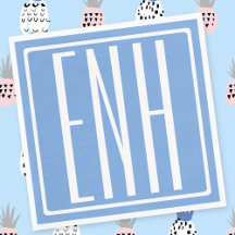 Bold Modern 3 Iniciais Monograma | Azul macio