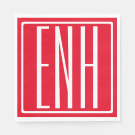 Guardanapo De Papel Bold Modern 3 Iniciais Monograma | Vermelho (ou ve