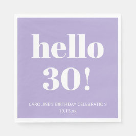 Guardanapo De Papel Bold Modern Lavender Purple 30th Birthday Party