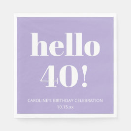 Guardanapo De Papel Bold Modern Lavender Purple 40th Birthday Party