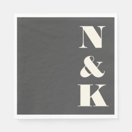 Guardanapo De Papel Bold Modern Monogramas Iniciais Casamento Branco N