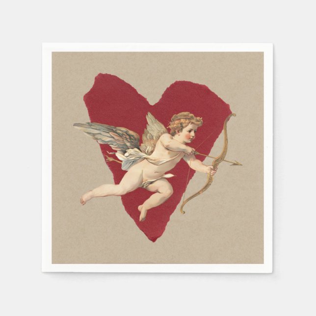 Guardanapo De Papel Bold Romance Classics Red Heart Angel Bow & Arrow  (Frente)