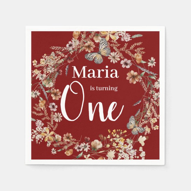 Guardanapo De Papel Bold Rustic Floral Baby Birday (Frente)