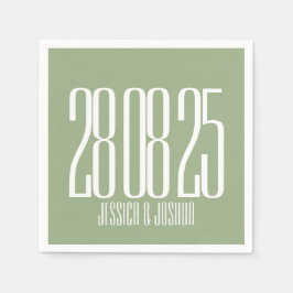 Guardanapo De Papel Bold Script Sage Green White Casamento Ultra Moder