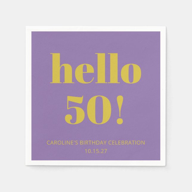 Guardanapo De Papel Bold Typografia Purple Yellow Modern Birday (Frente)