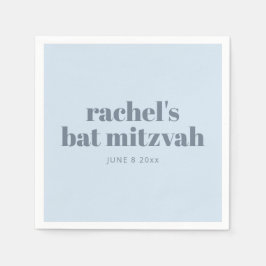 Guardanapo De Papel Bold Typography Cool Soft Blue Bat Mitzvah Name