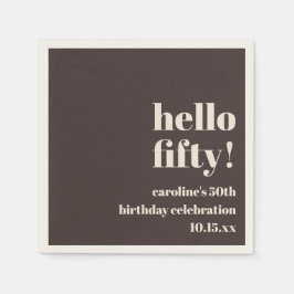 Guardanapo De Papel Bold Warm Brown Cute Modern Custom 50th Birthday