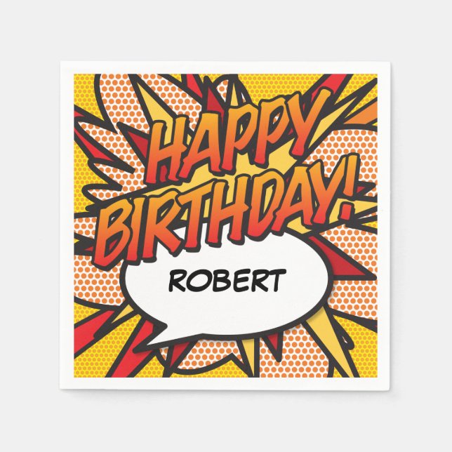 Guardanapo De Papel Bolha de Fala Divertida ANIVERSÁRIO Personalizada (Frente)