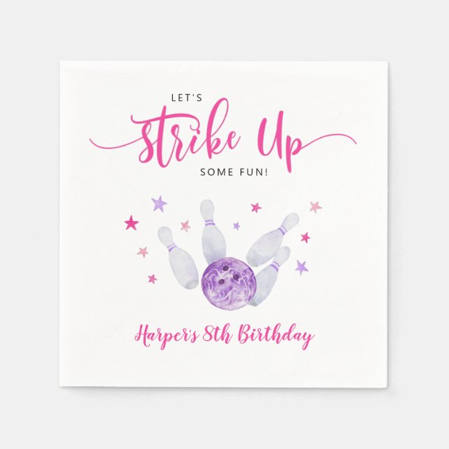 Guardanapo De Papel Boliches Atacam Uma Garota Divertida Aniversário (Frente)