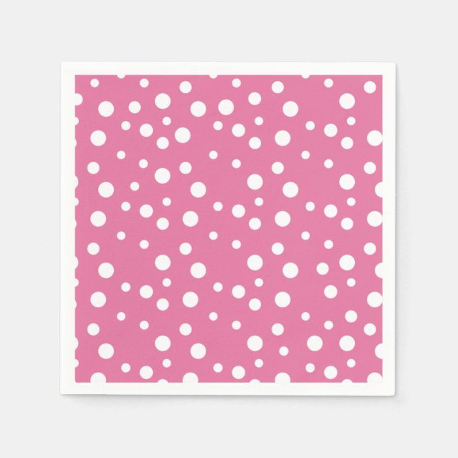 Guardanapo De Papel Bolinhas brancas em rosa escuro (Frente)