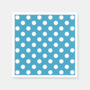 Guardanapo De Papel Bolinhas brancas sobre fundo azul de pavão