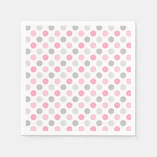 Guardanapo De Papel Bolinhas cinzentas cor-de-rosa